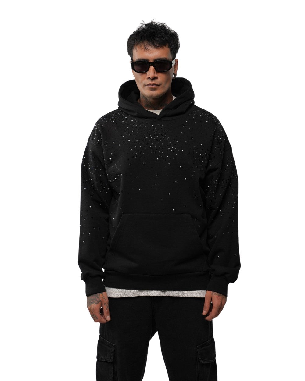 HOODIE RICHES PARIS STRASS NOIR
