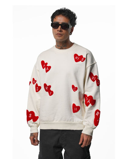 CREWNECK RICHES PARIS COEUR  BLANC