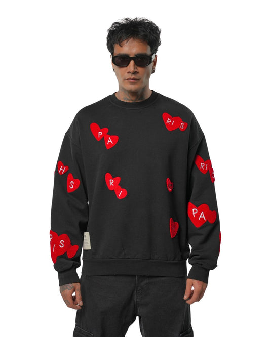 CREWNECK RICHES PARIS COEUR NOIR