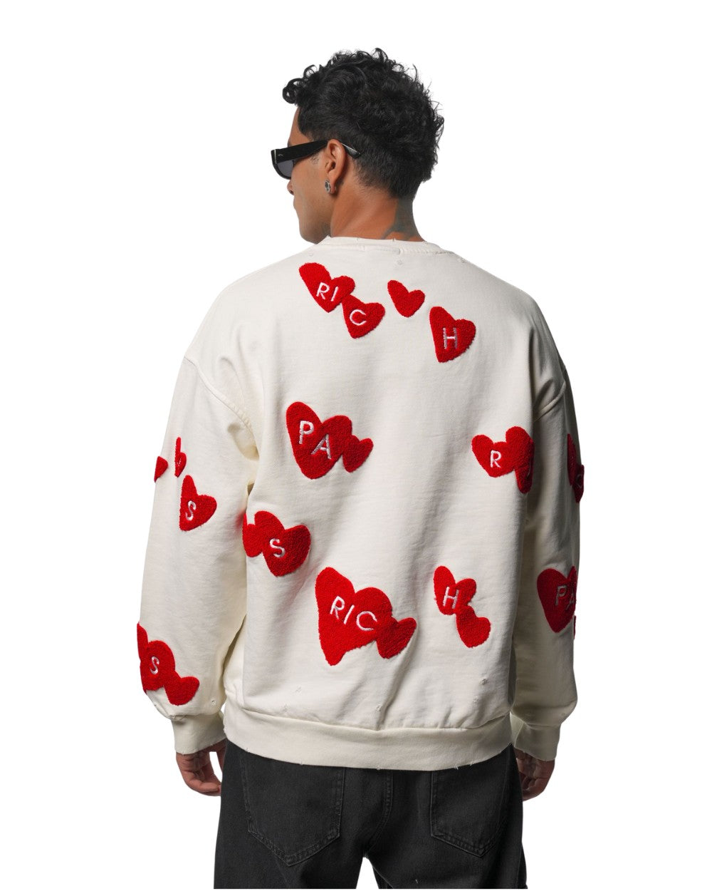 CREWNECK RICHES PARIS COEUR  BLANC