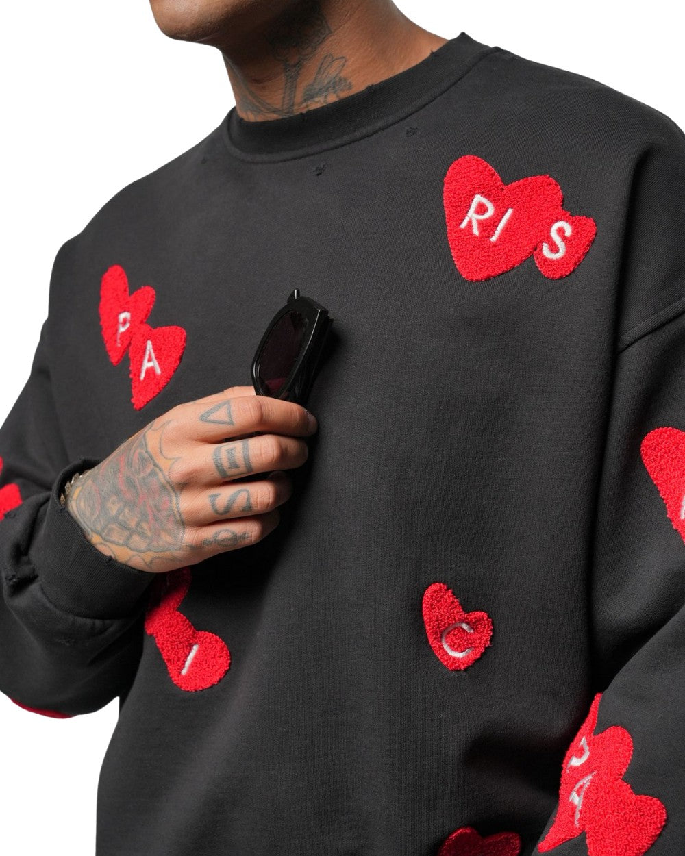 CREWNECK RICHES PARIS COEUR NOIR