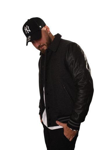 Veste Teddy Cuir LC8705 GRIS/NOIR - Cashville