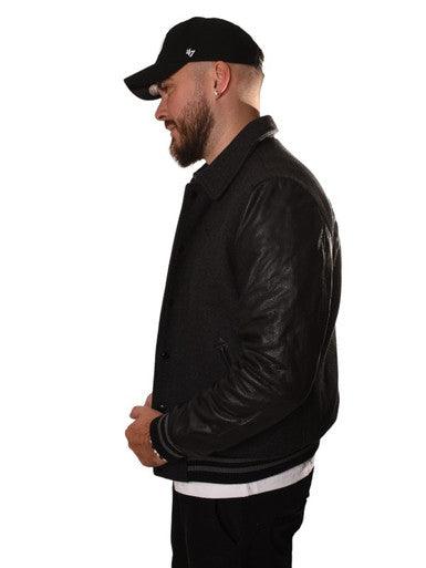 Veste Teddy Cuir LC8705 GRIS/NOIR - Cashville