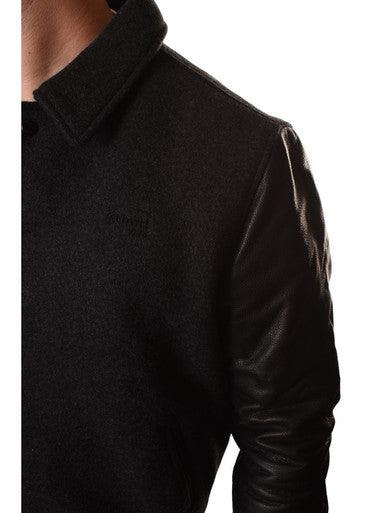 Veste Teddy Cuir LC8705 GRIS/NOIR - Cashville