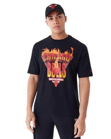 T-shirt Oversize Chicago Bulls NBA Flame Graphic NOIR - Cashville